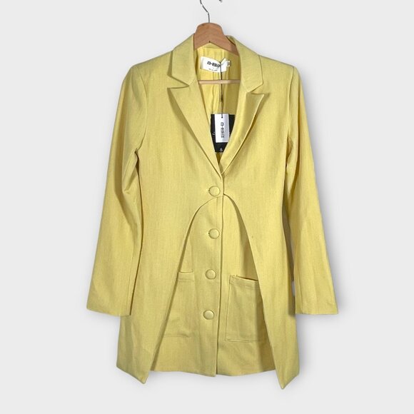 🍂🍁 4th & Reckless Tailored Blazer Dress Muted Yellow SMALL Long Sleeve NEW - Picture 6 of 13